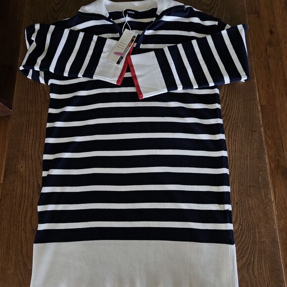 NWT Dokotoo Striped Polo Sweater Dress M Coastal Preppy Old Money Aesthetic - Picture 9 of 10